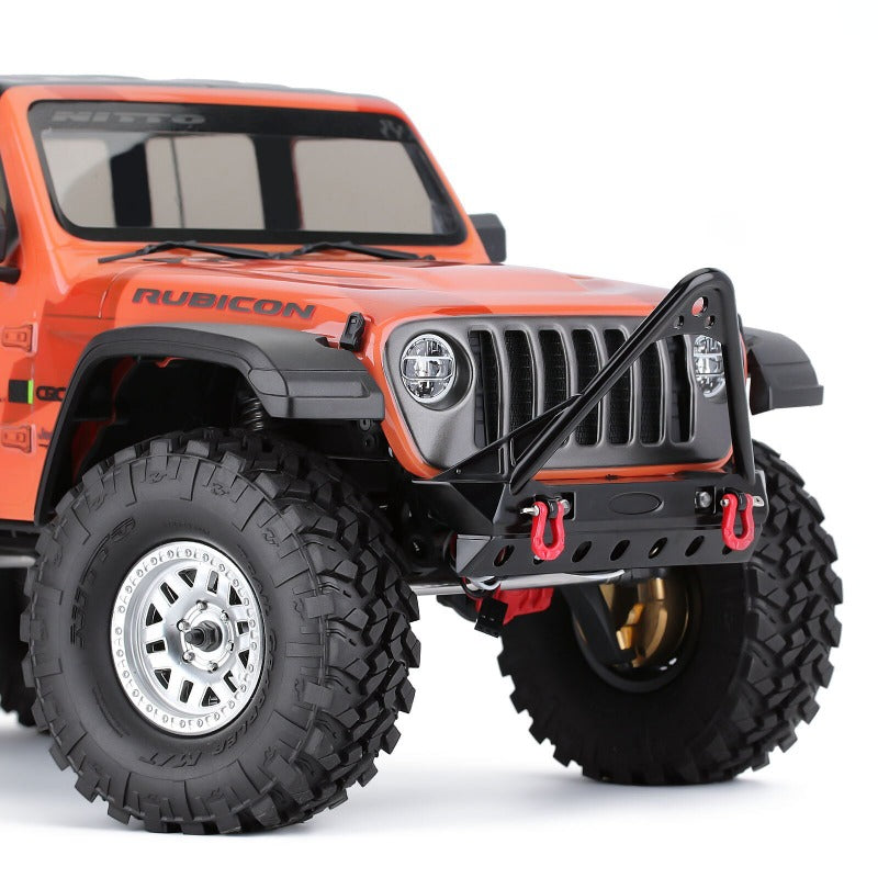 INJORA Black Metal Front Bumper with Lights for SCX10 II SCX10 III