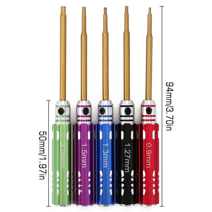 5pcs Hex Screwdrivers with length markings