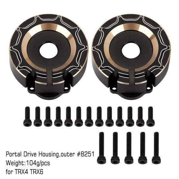 INJORA 104g/pcs Black Brass Counterweight Outer Portal Drive Housing #8251 for TRX-4 TRX-6