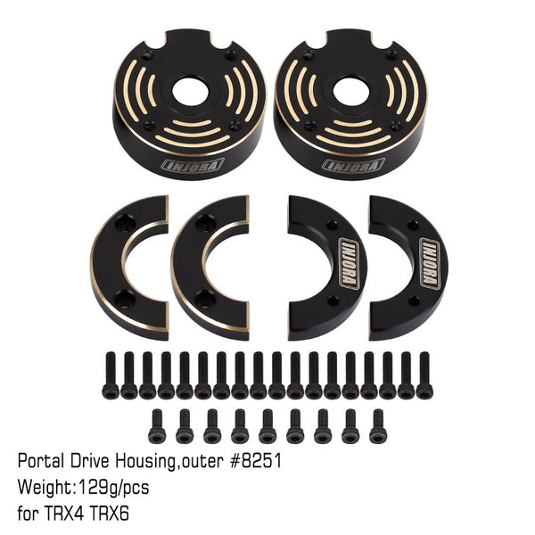 INJORA 129g/pcs Black Brass Counterweight Outer Portal Drive Housing #8251 for TRX-4 TRX-6