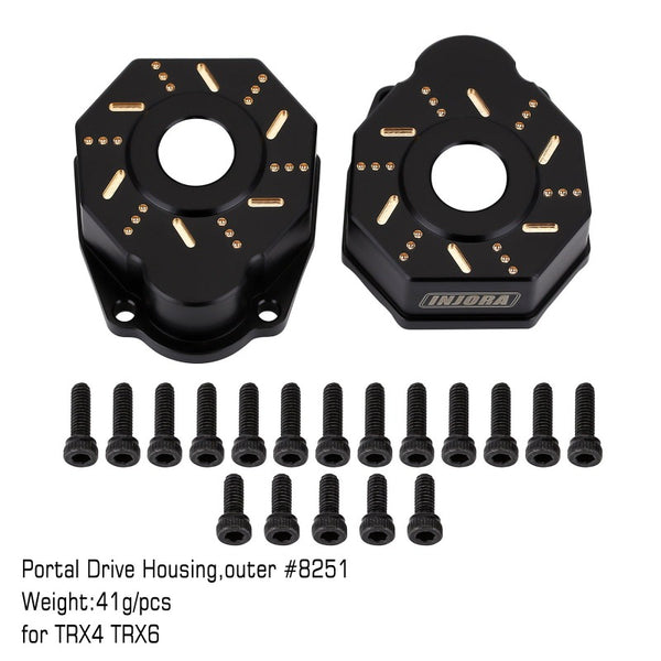INJORA 49g/pcs Black Brass Outer Portal Drive Housing #8251 for TRX-4 TRX-6