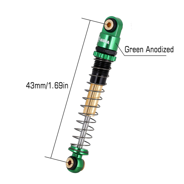 RCLIONS 43mm RC Shocks - Adjustable Aluminum Shock Absorbers For 1/24 Axial SCX24 RC Crawler