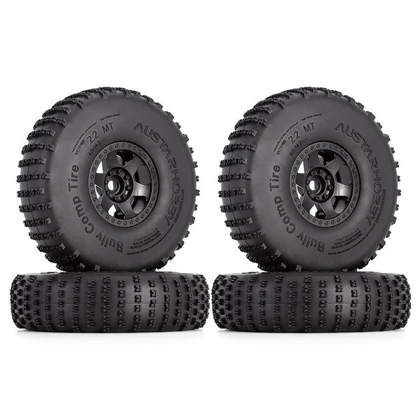 INJORA 2.2" 142*40MM Beadlock Buggy Bully Comp Wheel Rim Tires for 1/10 RC Crawler