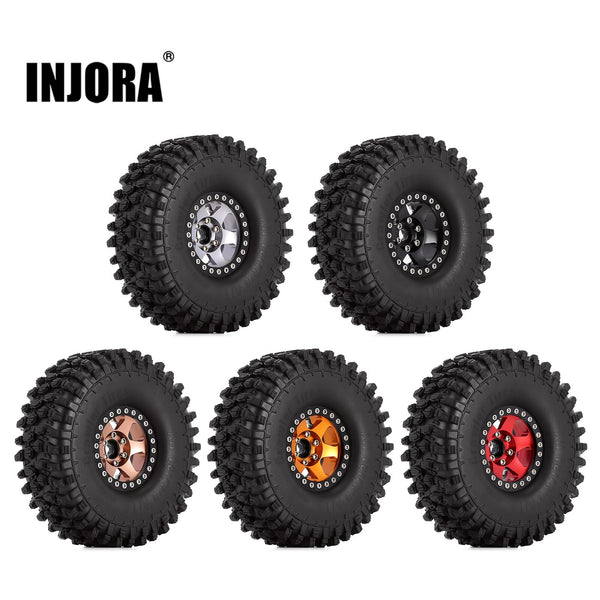 INJORA 4PCS 1.9" 120*42mm Wheel Rims Tires Set for 1/10 RC Crawler