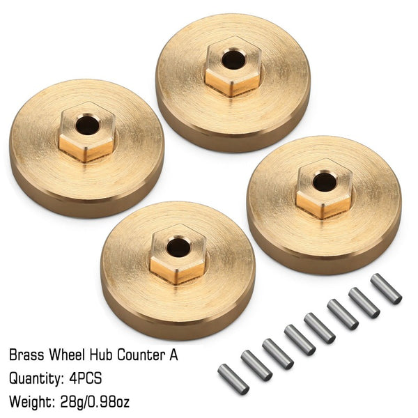 INJORA 4PCS 7g/pcs Brass Wheel Weights with Wheel Hex Hubs for Axial SCX24 AX24