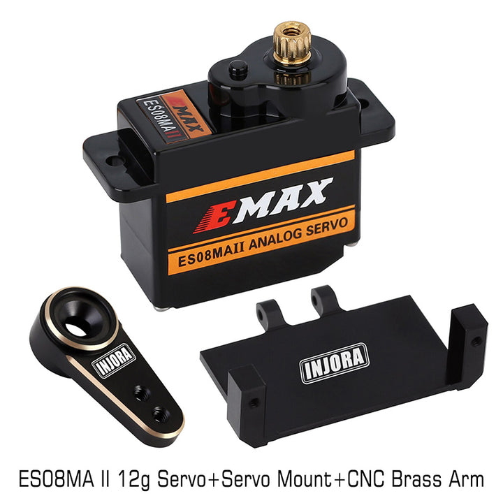 INJORA Emax servo with mount and black brass arm
