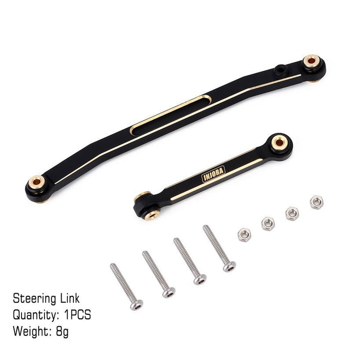 INJORA Black Coating Brass Steering Links with scews and size markings