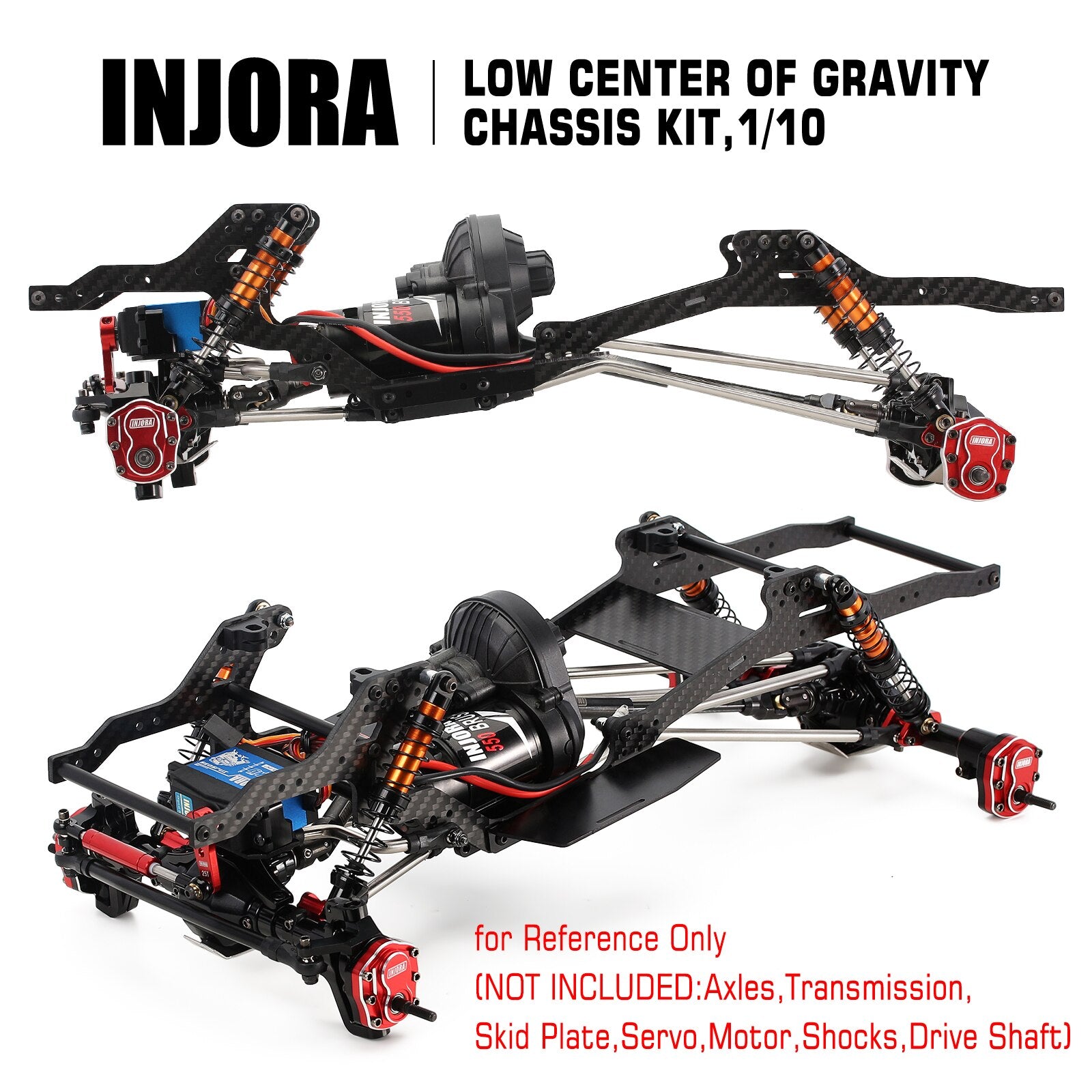 INJORA LCG Carbon Fiber Chassis Kit Frame Girder for 1/10 Axial