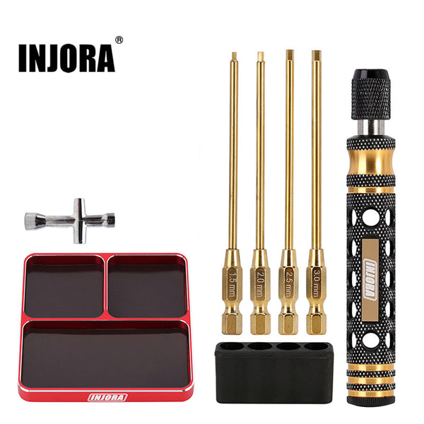 INJORA 4-in-1 1.5 2.0 2.5 3.0mm Quick Change Hex Screwdriver Tool Set for 1/10 1/8 RC