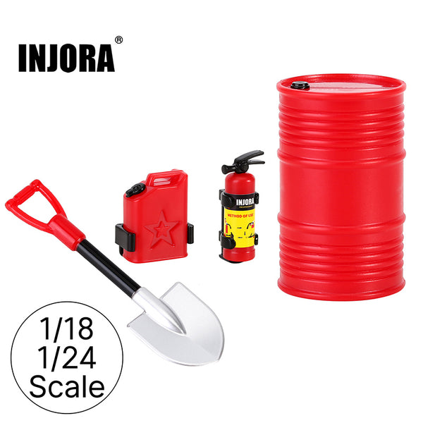 INJORA Mini Fuel Tank Fire Extinguisher Shovel Oil Drum Scale Accessories for 1/24 1/18 RC Crawlers