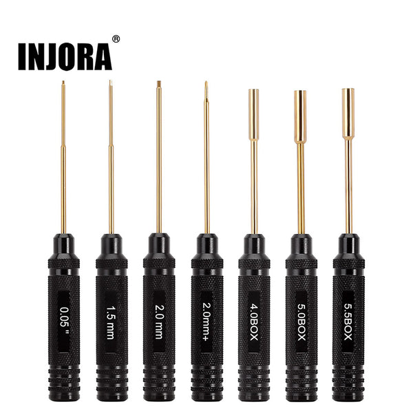 INJORA 7PCS HSS Hex Screwdrivers Thin Walled Nut Drivers for 1/18 1/24 RC Crawlers