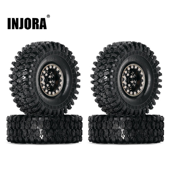 INJORA 4PCS 1.0" 64*24mm Brass Wheel Rims Tires Set for 1/18 1/24 RC Crawlers (W1005-T1011)