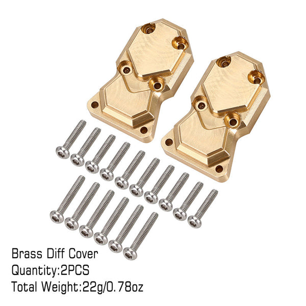 INJORA 2pcs 11g/pcs Heavy Front Rear Brass Diff Covers for Axial SCX24 AX24