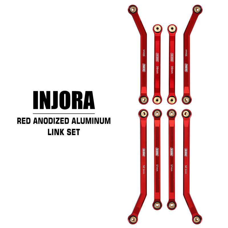 INJORA 8PCS Aluminum High Clearance 4 Links Set for SCX24 C10 JLU Bron