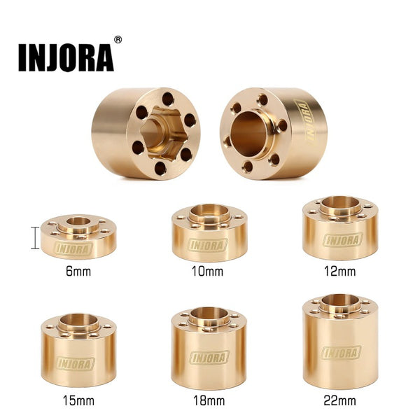 INJORA 12mm Heavy Brass Wheel Hex Hub Extenders Adapters for 1.9 2.2 B