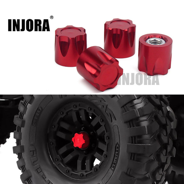 INJORA 4PCS M4 Alloy Wheel Lock Nuts, RC Wheel Rim Center Caps