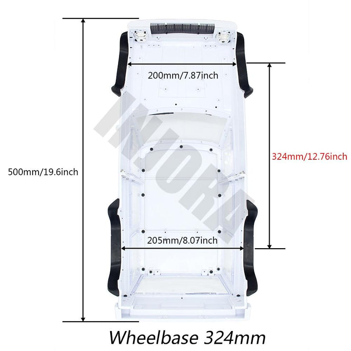 324mm/12.8" Wheelbase Hard Plastic Cherokee Body Shell for 1/10 RC Crawler
