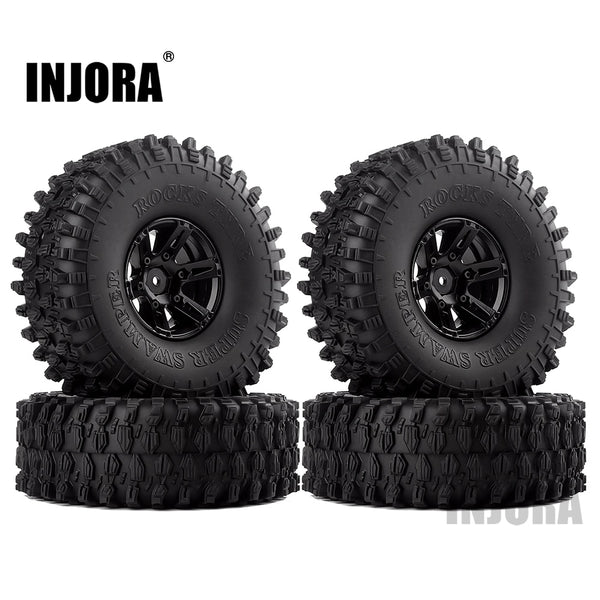 INJORA 4PCS/Set 1.9" 120*42mm Rubber Tires with 6-spoke Metal Wheel Rims