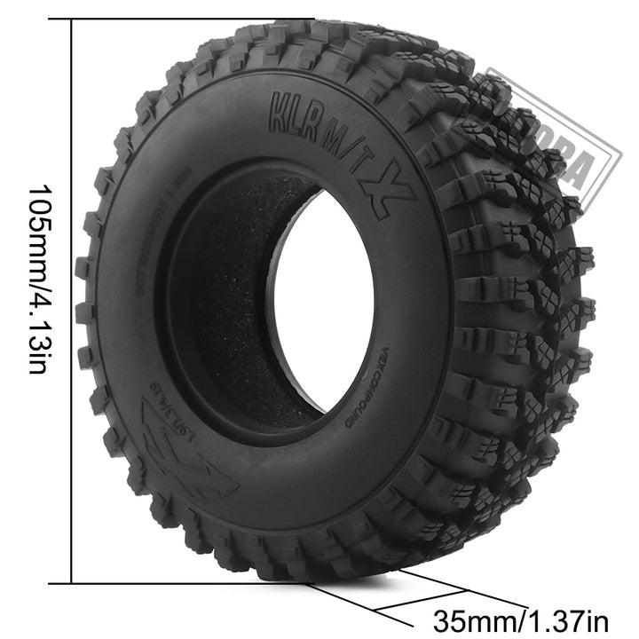 4PCS 1.9" 105*35mm Rubber Voodoo KLR Wheel Tires for 1/10 RC Crawler