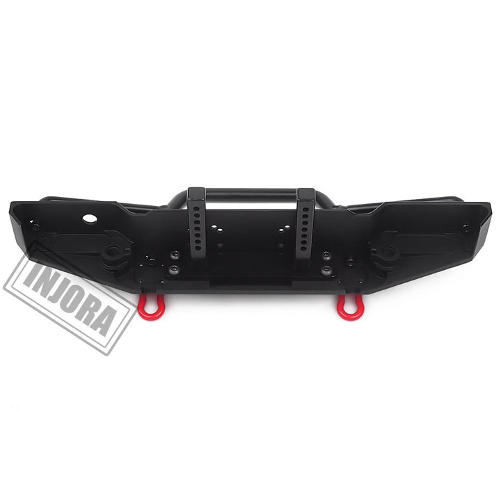 Metal Front Bumper with LED Lights and Tow Hooks for 1/10 RC Crawler - INJORA