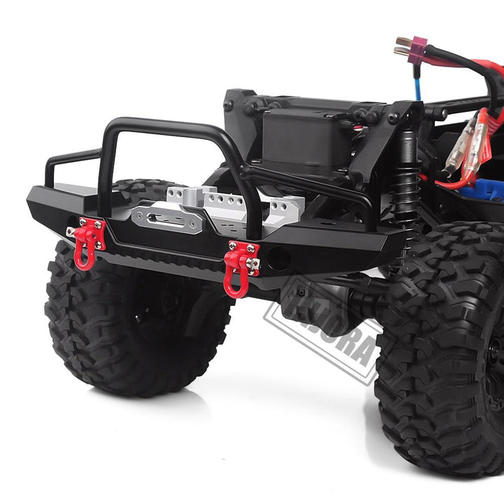 Metal Front Bumper with LED Lights and Tow Hooks for 1/10 RC Crawler - INJORA