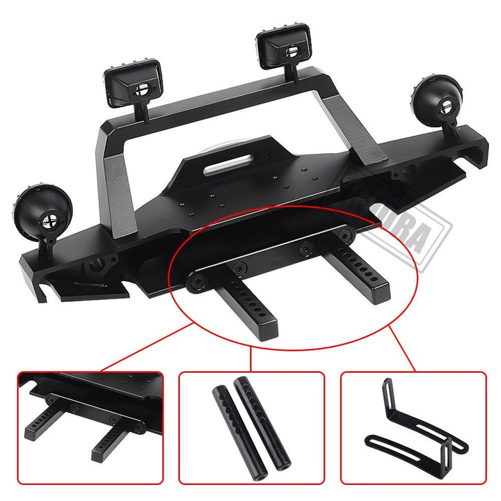 Metal Front Bumper with LED Light for Traxxas TRX-4 Sport 82024-4 - INJORA
