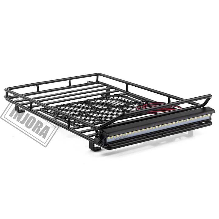 245*150mm Luggage Carrier Roof Rack with LED Light Bar for 1/10 RC Crawler