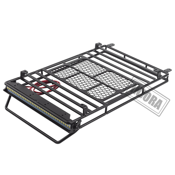 245*150mm Luggage Carrier Roof Rack with LED Light Bar for 1/10 RC Crawler