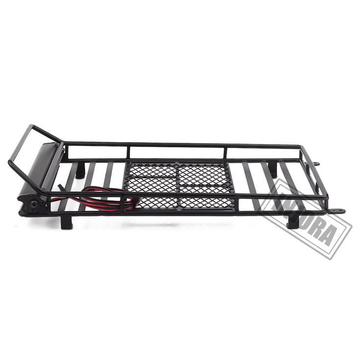 245*150mm Luggage Carrier Roof Rack with LED Light Bar for 1/10 RC Crawler