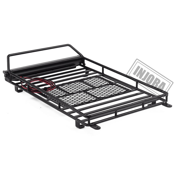245*150mm Luggage Carrier Roof Rack with LED Light Bar for 1/10 RC Crawler