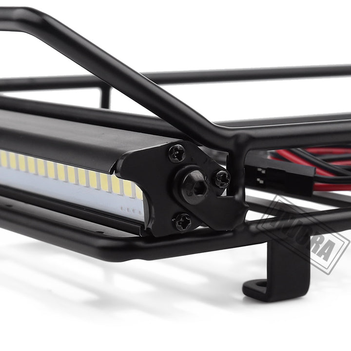 245*150mm Luggage Carrier Roof Rack with LED Light Bar for 1/10 RC Crawler