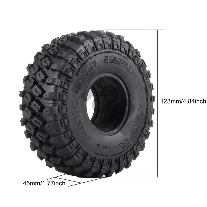 4PCS 1.9" 123*45mm Rubber Tyre Wheel Tires for 1/10 RC Rock Crawler