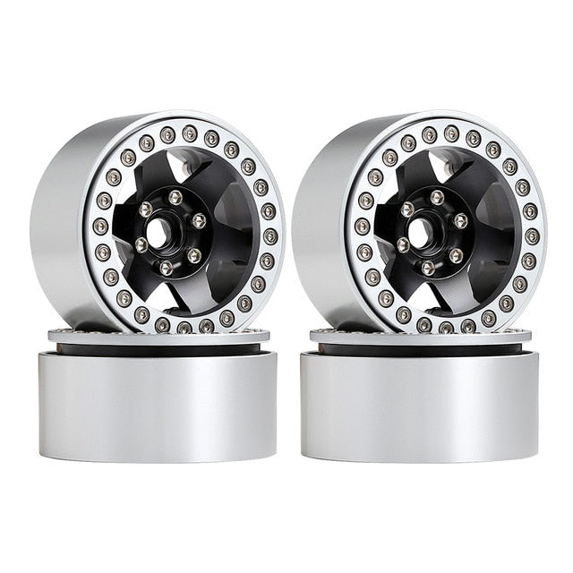4PCS 6-spoke silver and black Beadlock Wheel Rims