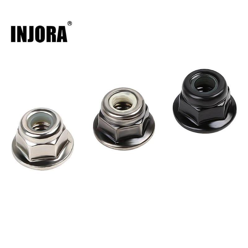 INJORA 10PCS M4 Metal Wheel Flange Nyloc Nuts for 1/10 RC Rock Crawler
