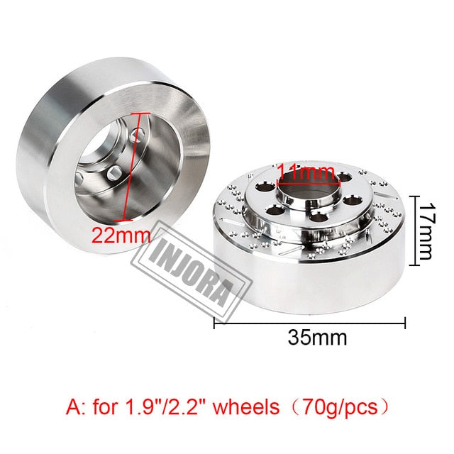 2PCS Silver Anodized Brass Brake Disc Weights for 1.9" 2.2" Wheels