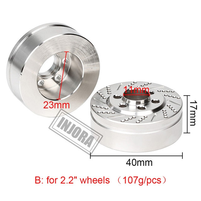 2PCS Silver Anodized Brass Brake Disc Weights for 1.9" 2.2" Wheels