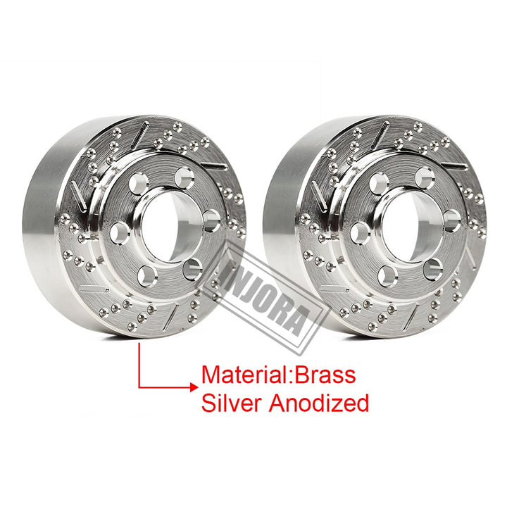 2PCS Silver Anodized Brass Brake Disc Weights for 1.9" 2.2" Wheels
