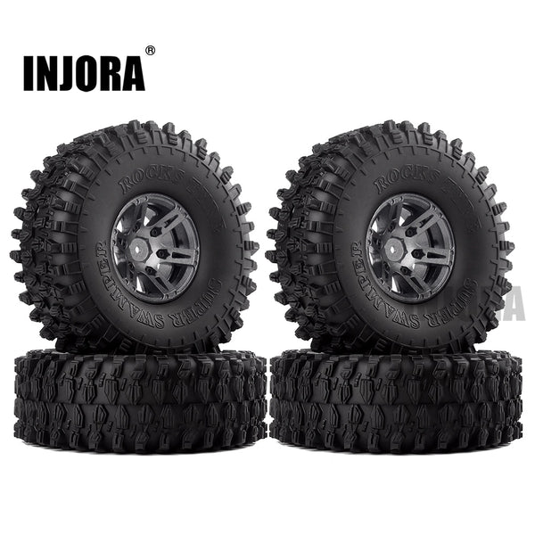 INJORA 4PCS/Set 1.9" 120*42mm Rubber Tires with 6-spoke Metal Wheel Rims