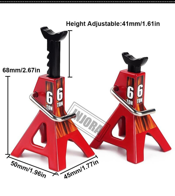 2pcs Mini Metal Height Adjustable Jack Stands for 1/10 RC Crawler