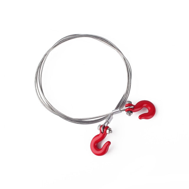 2 red hooks connected by steel wire