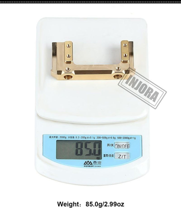 Brass Front Bumper Mount on scale, weight: 85.0g/2.99oz