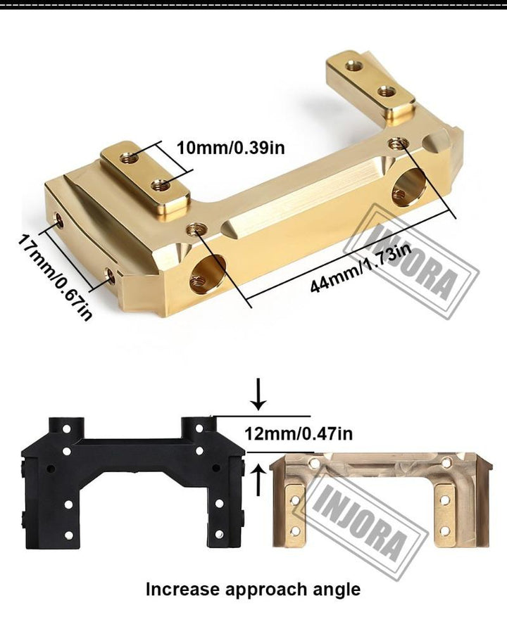 Brass Front Bumper Mount with dimension markings