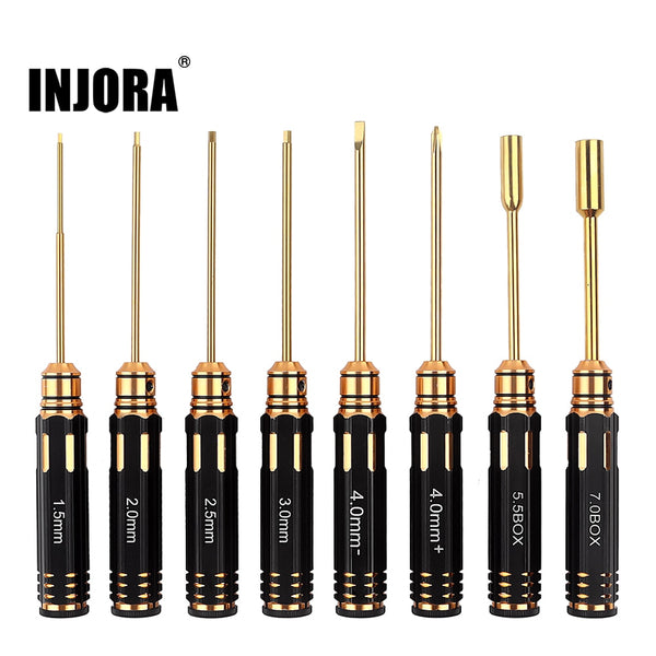 INJORA 8pcs Hex, Nut Driver, Phillips, Slotted Screwdriver Set for 1/10 1/8 RC Model