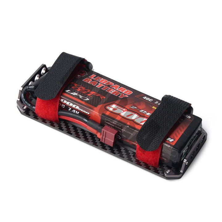 RC Car Carbon Fiber Battery Mounting Plate with Tie for 1/10 RC Crawler - INJORA