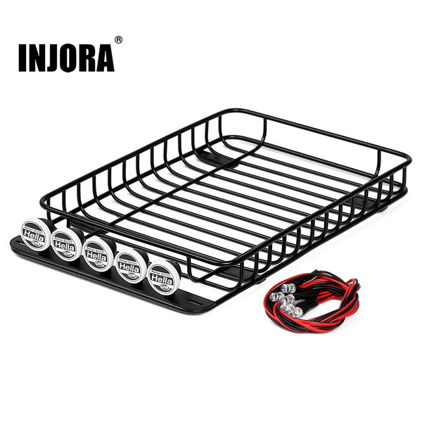 232*145mm Metal Roof Rack with 5 LED Lights for 1/10 RC Crawler