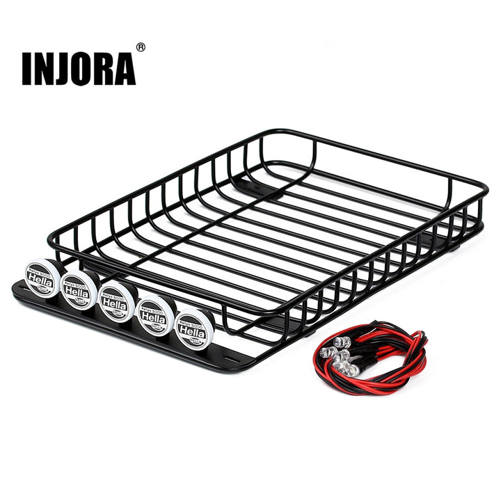 232*145mm Metal Roof Rack with 5 LED Lights for 1/10 RC Crawler