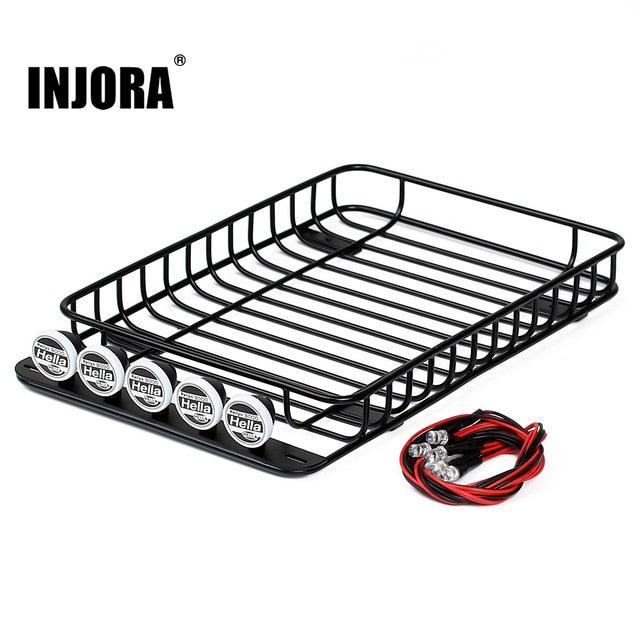 232*145mm Metal Roof Rack with 5 LED Lights for 1/10 RC Crawler