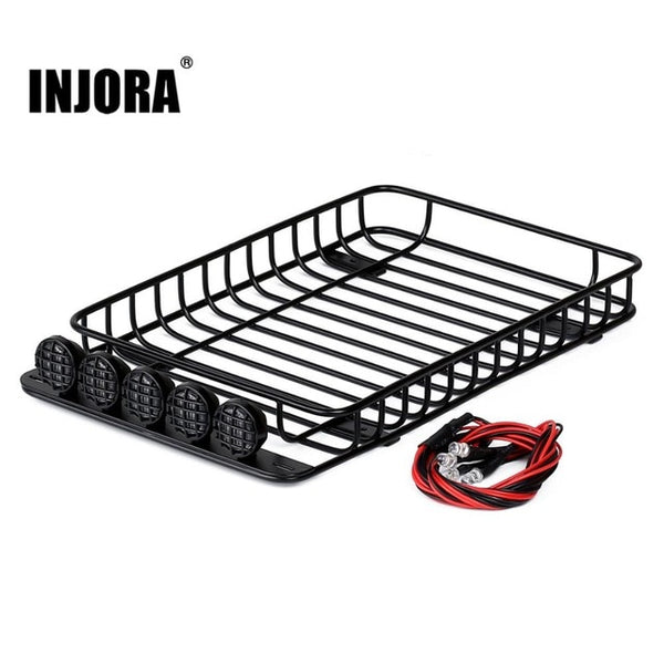 232*145mm Metal Roof Rack with 5 LED Lights for 1/10 RC Crawler