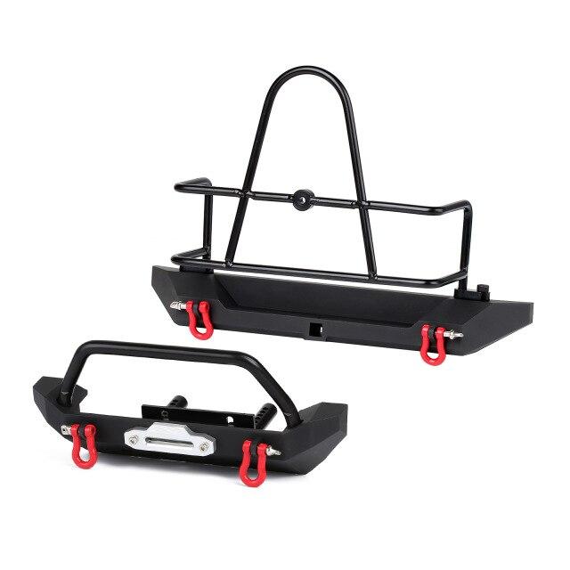 Metal Front Rear Bumper with Tow Hooks for 1/10 RC Crawler - INJORA