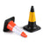 a red and a Yellow Traffic cones